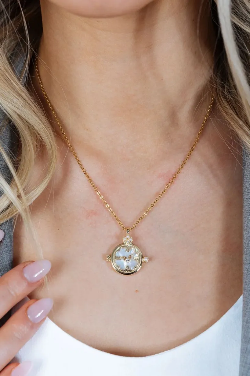 Ivory Stone Clock Pendant Necklace by SVNX
