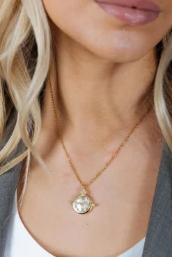 Ivory Stone Clock Pendant Necklace by SVNX