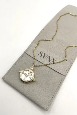Ivory Stone Clock Pendant Necklace by SVNX