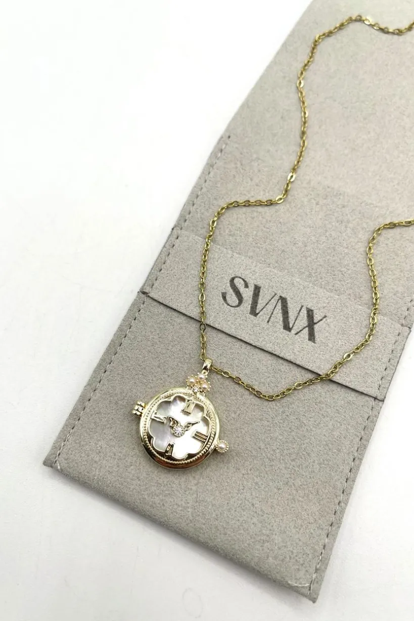 Ivory Stone Clock Pendant Necklace by SVNX