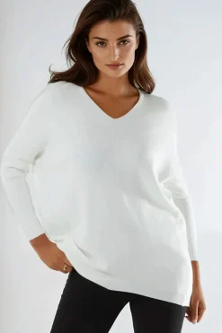 Ivory V Neck Jumper With Leopard Bow by Aftershock London