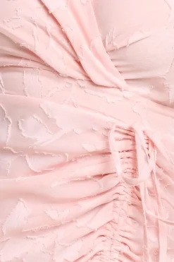 Jacquard Chiffon Wrap High Low Midaxi Dress - Pink by Goddiva