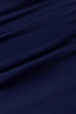 Jacquard Puff Sleeve Sweetheart Scuba Maxi Dress - Navy Blue by Goddiva