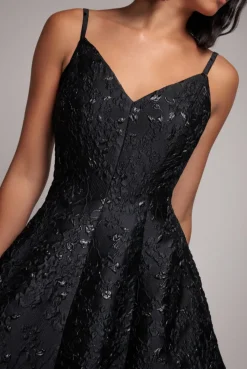 Jacquard Sleeveless A-line Midi Dress - Black by Goddiva