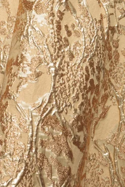 Jacquard Sleeveless A-line Midi Dress - Gold by Goddiva