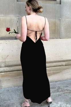 Kaylee Black Ruched Back Bodycon Dress by InFlair