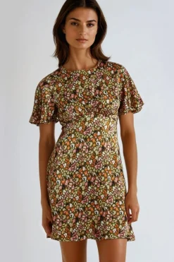 Khaki Animal Print Mini Dress by Aftershock London