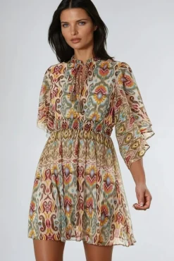 Khaki Tiered Mini Dress by Aftershock London