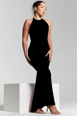 Kim Black Knot Back Bodycon Dress by InFlair