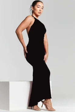 Kim Black Knot Back Bodycon Dress by InFlair