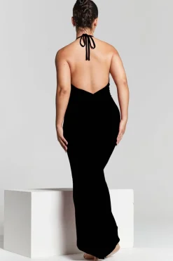 Kim Black Knot Back Bodycon Dress by InFlair