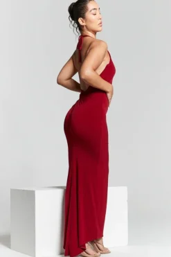 Kim Maroon Knot Back Bodycon Dress by InFlair