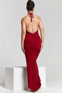Kim Maroon Knot Back Bodycon Dress by InFlair