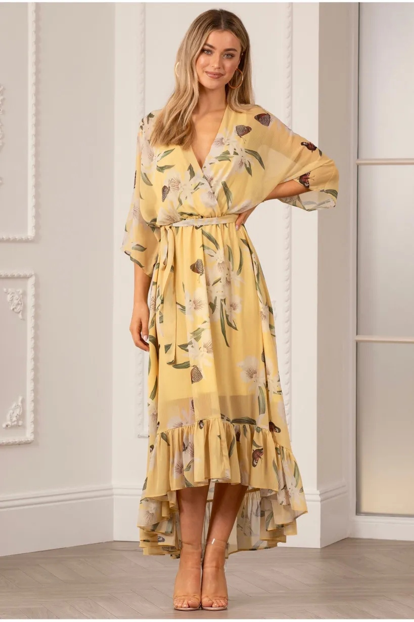 Kimono Wrap Floral Dress by Urban Touch