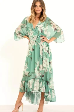 Kimono Wrap Floral Dress by Urban Touch