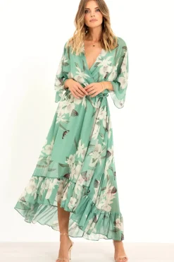 Kimono Wrap Floral Dress by Urban Touch