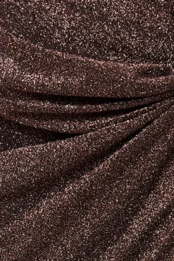 Knot Front Thigh Split Midi Skirt - Bronze by Goddiva