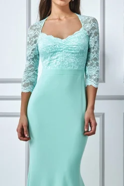 Lace Bodice Maxi Dress With Sleeves - Mint by Goddiva