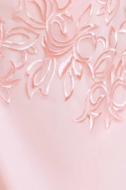 Lace Flutter Sleeve Embroidered Mesh A Line Maxi Dress - Pink by Goddiva