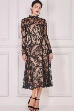 Lace Multiway Midi With Flared Skirt - Black by Goddiva