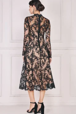 Lace Multiway Midi With Flared Skirt - Black by Goddiva