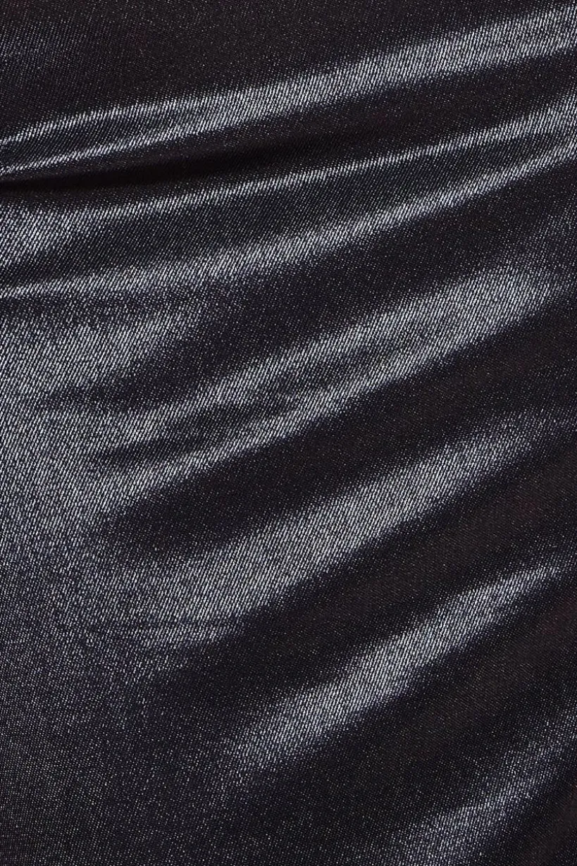 Lace Neck Satin Twill Maxi Dress - Black by Goddiva