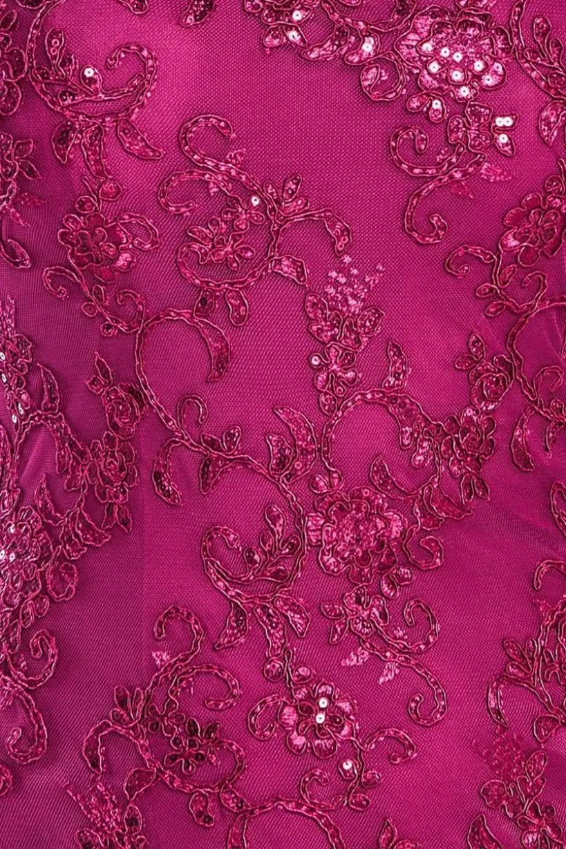 Lace Scallop Edge Mermaid Maxi Dress - Burgundy by Goddiva