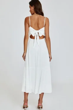 Lace Top Maxi Dress In White by FS Collection