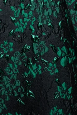 Lace Up Jacquard Midi Dress With Organza Wings - Emerald Black by Goddiva