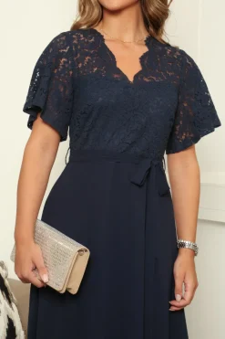Lace Wrap Front High Low Hem Dress by Double Second