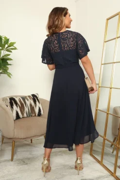 Lace Wrap Front High Low Hem Dress by Double Second