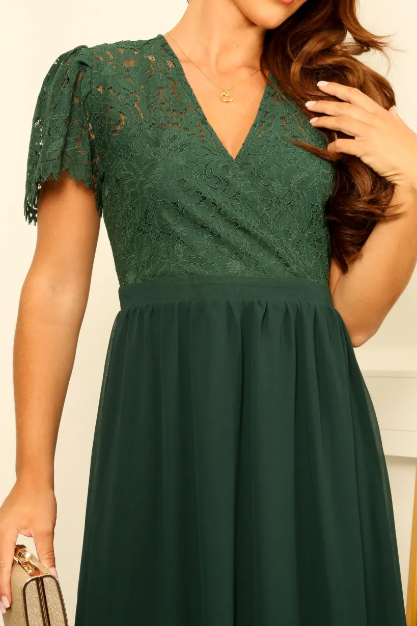 Lace Wrap Front Midi Dress by Double Second