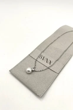 Large Pearl Diamante Necklace In Silver by SVNX