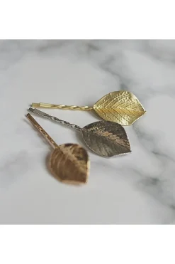 Leaf Hair Clips Set Of 3 by QueenMee Accessories