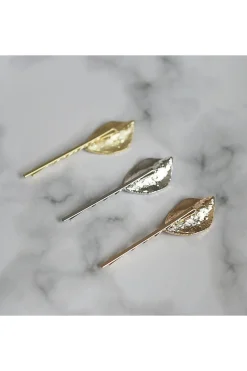 Leaf Hair Clips Set Of 3 by QueenMee Accessories