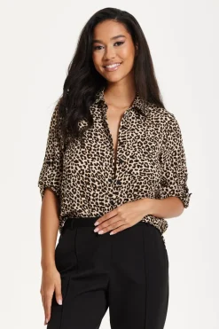 Leopard Print Button-Up Shirt by Liquorish