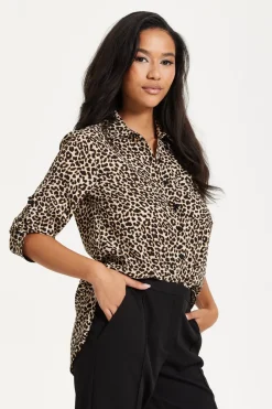 Leopard Print Button-Up Shirt by Liquorish