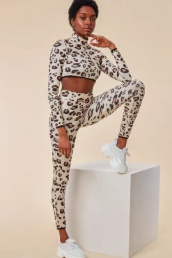 Leopard Print Crop Top&legging Lounge Set - Brown by Cosmochic