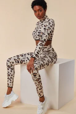 Leopard Print Crop Top&legging Lounge Set - Brown by Cosmochic