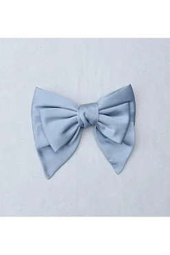 Light Blue Satin Hair Bow Light Blue Hair Clip by QueenMee Accessories