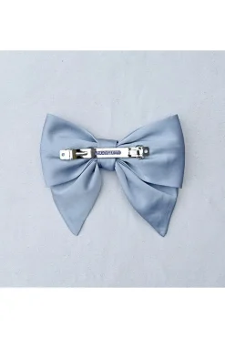 Light Blue Satin Hair Bow Light Blue Hair Clip by QueenMee Accessories