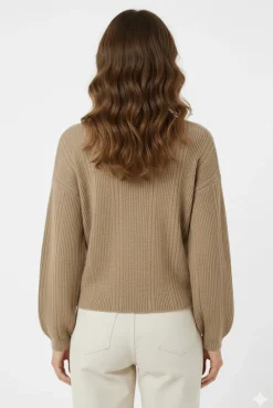 Lightweight Classic Front Button Ribbed V-Neck Top by Avinci