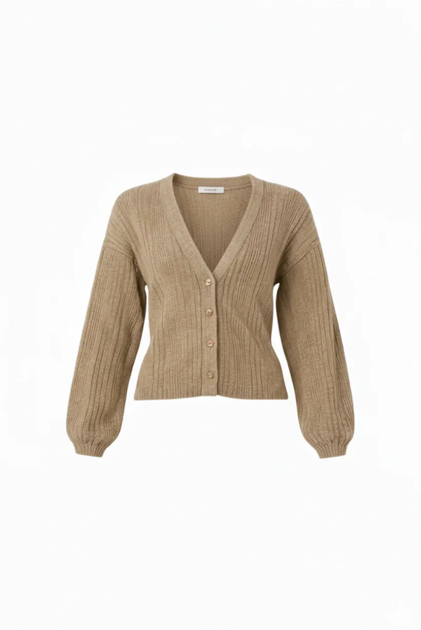 Lightweight Classic Front Button Ribbed V-Neck Top by Avinci
