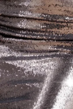 Liquid Sequin Boobtube Midaxi With Corsage - Silver by Goddiva