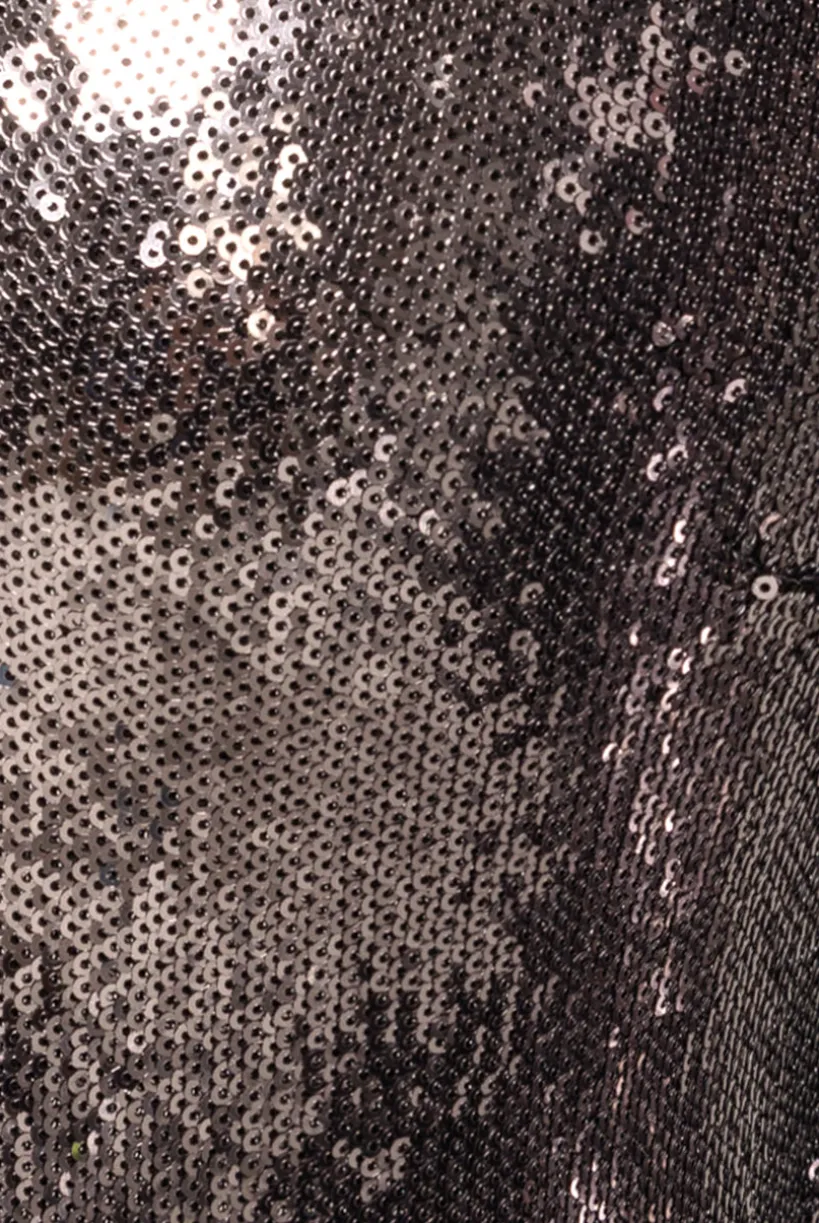 Liquid Sequin Corsage Maxi - Silver by Goddiva