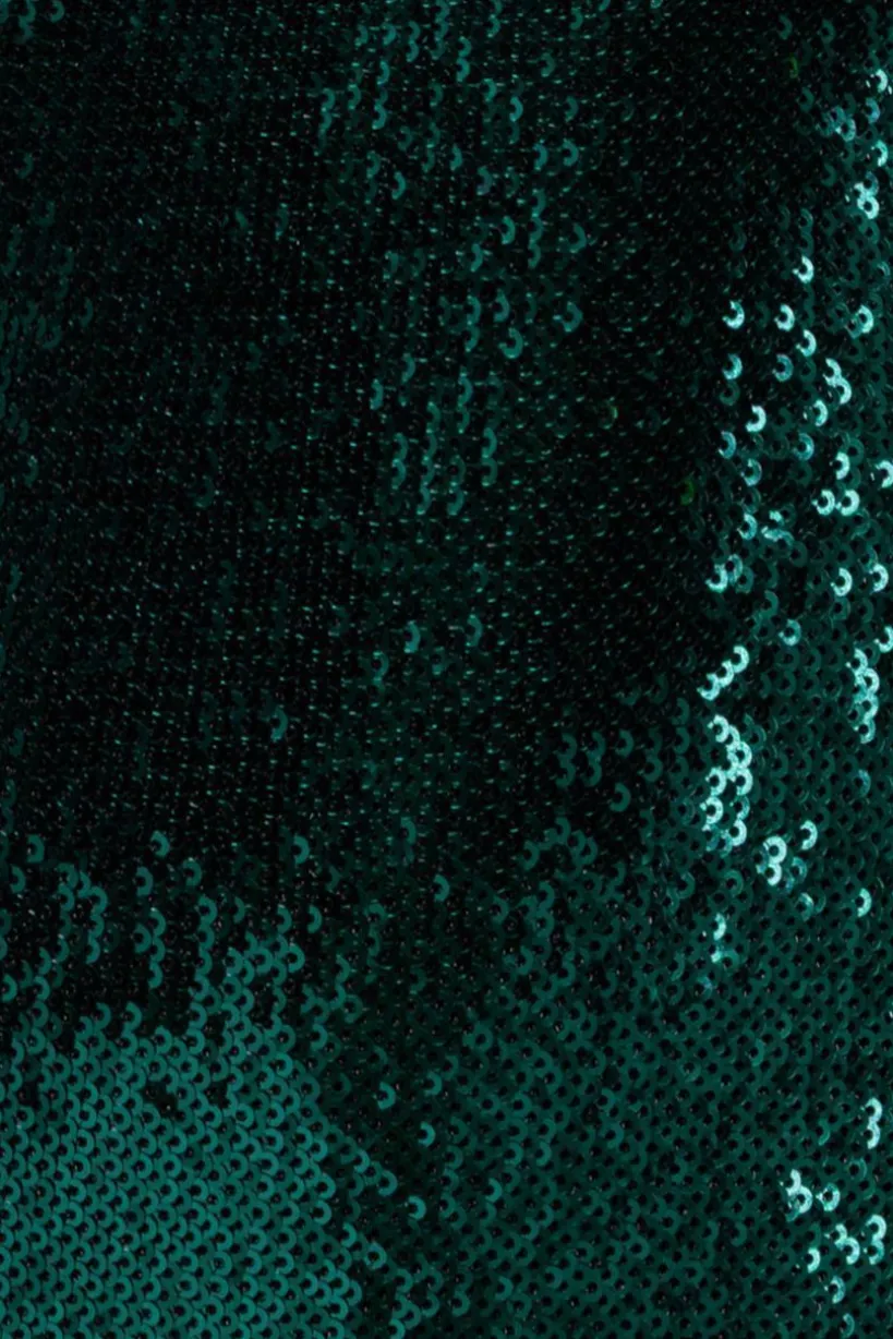 Liquid Sequin Corsage Maxi - Emerald Green by Goddiva