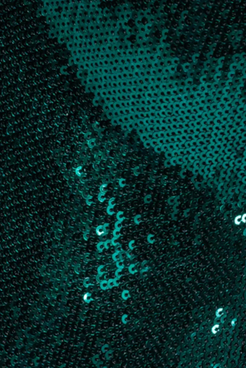Liquid Sequin Jumpsuit With Corsage - Emerald Green by Goddiva