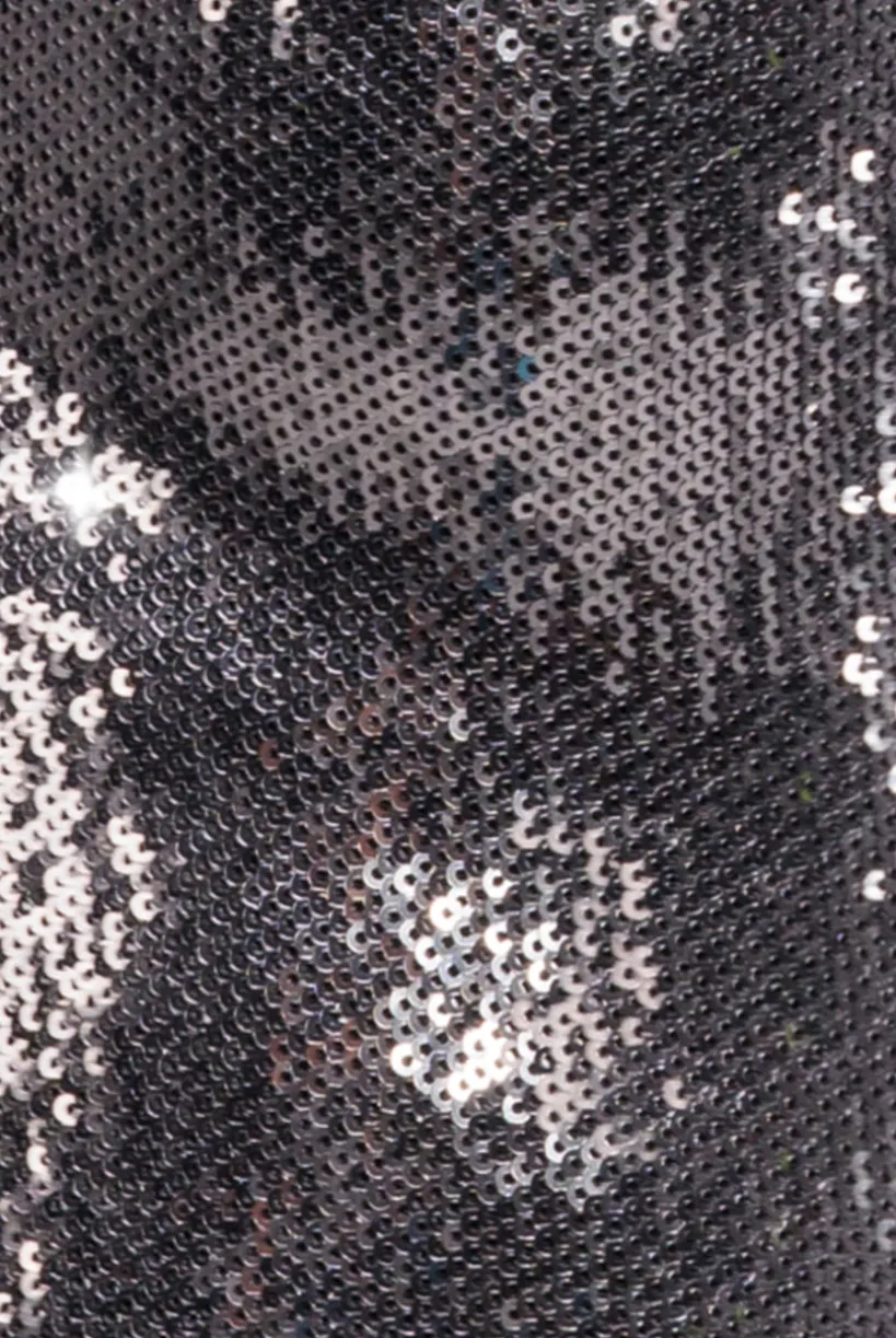 Liquid Sequin Jumpsuit With Corsage - Silver by Goddiva