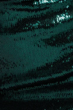 Liquid Sequin Midi With Corsage - Emerald Green by Goddiva