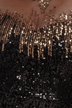 Long Sleeve Aztec Sequin Maxi Dress - Gold by Goddiva